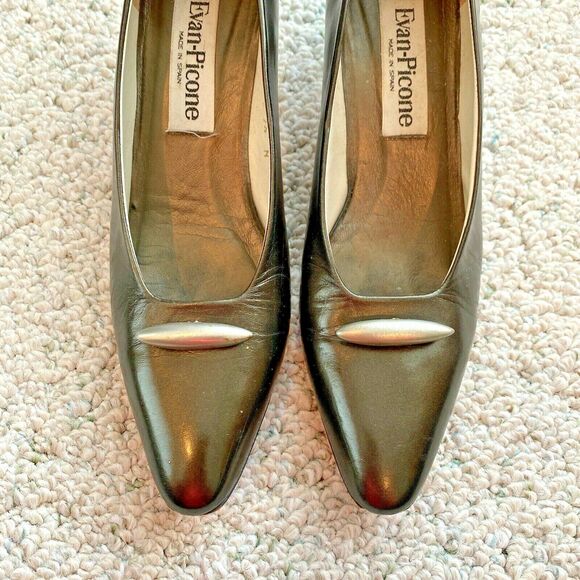 Retro Evan-Picone high heel shoes dark golden bronze metallic leather pumps 9.5N - Picture 3 of 9